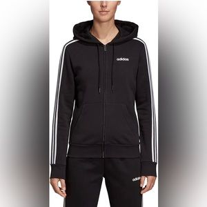Adidas ESS 3S Fleece Hooded Warm Jackets Black/White Women's Size S/M (DP2412)